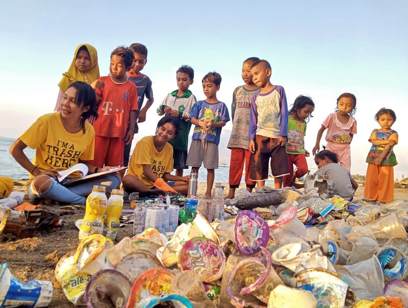 Trash Hero Lembata, Indonesia, conducts a brand audit in September 2020